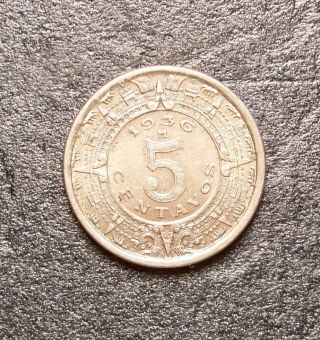 1936 Uncirculated Mexico 5 Centavos photo