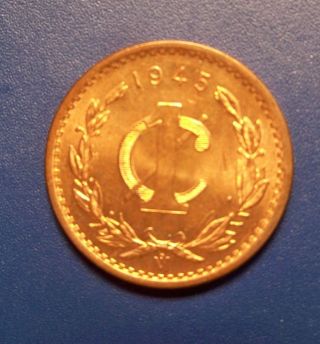 1945 Uncirculated Mexico 1 Centavo,  Red photo