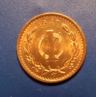 1947 Uncirculated Mexico 1 Centavo,  Red - Brown photo