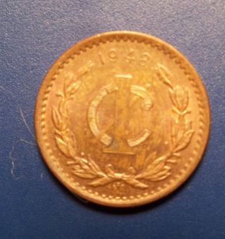 1948 Uncirculated Mexico 1 Centavo,  Red - Brown photo