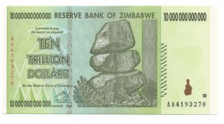 Zimbabwe $10 Trillion Dollars Banknote World Money Currency Au Or Better photo