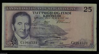 Iceland Paper Money 25 Kronur 1957 C1964521 photo