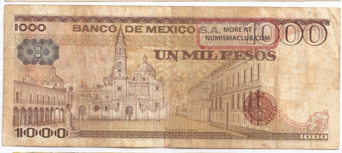 1981, 1000 Un Mil Pesos El Banco De Mexico Bank Note D 3 29