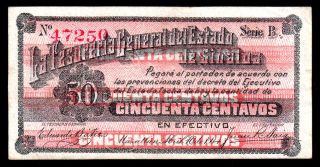 Mazatlan,  Tes Gral.  Del Estado De Sinaloa 50 Centavos 1914 M3756c / Si - Sin - 9 Au photo