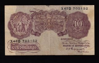 1948 Nd Issue Uk (great Britain) 1948 Nd Issue Ten Shilling Bank Of England photo