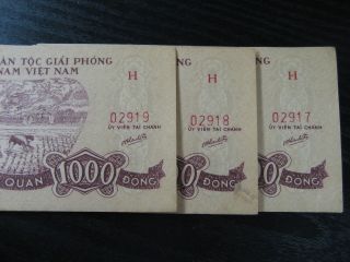 3 Consecutive 1964 Vietnam Cong Phieu 1000 Dong Government Bond,  0310s18 photo