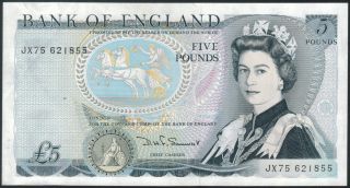 Tmm Great Britain Banknote Qeii 5 Pounds 1980 - 87 P378c Gef/au Somerset photo