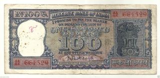 India Rs.  100 Rupees - P C Bhattacharya - Diamond Issue Note Rare photo