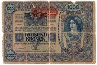 Austria (1902) One Thousand Kronen Bank Note In A Protective Sleeve photo