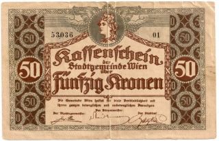 Austria (1918) Fifty Kronen Bank Note In A Protective Sleeve photo