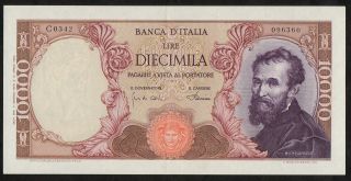 Italy 10,  000 Lire Michelangelo 1968 P 97d - Au Choice photo