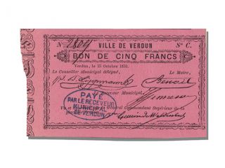 French War Emergency Issues,  Verdun,  5 Francs photo