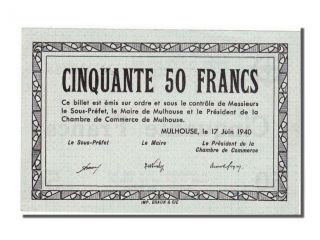 World War Ii Emergency Issues,  Mulhouse,  50 Francs,  1940 photo