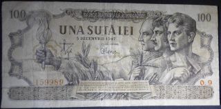 100 Lei 1947 Una Suta Lei Romania 5 December Paper Money Banknote photo