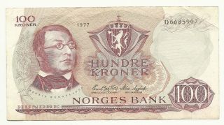 Norway 100 Kroner 1977 - Vf - Note - Buy Now photo