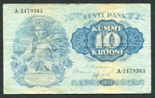 Estonia 10 Krooni 1937 Vf photo