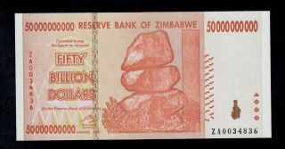 Zimbabwe Replacement 50 Billion Dollars 2008 Za Pick 87 Unc -. photo
