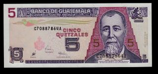 Guatemala 5 Quetzales 1998 Pick 100 Unc. photo