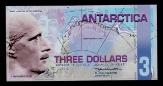 Antarctica 3 Dollars 1 - 9 - 2008 Plastic P - Nl Unc. photo