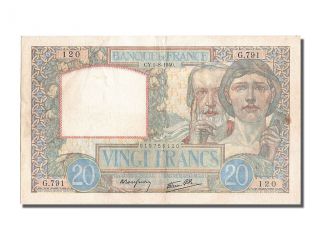 French Paper Money,  20 Francs Type Science Et Travail,  01 Août 1940, . . . photo