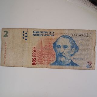 Banco Central De La Republica Argentina Dos Pesos $2 Bill 48826932f Museo Mitre photo