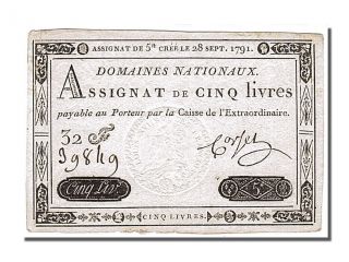 French Assignats,  5 Livres Type Corsel photo