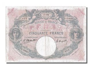 French Paper Money,  50 Francs Type Bleu Et Rose photo