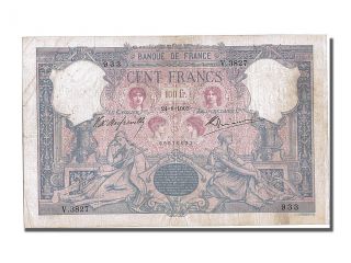 French Paper Money,  100 Francs Type Bleu Et Rose photo