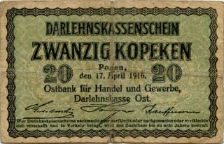 Germany 20 Kopeken 1916 Posen Wwi 00010501 photo