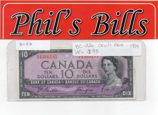 1954 Canada $10 Bc - 32b Devils Face S :h/d4366181 Very Fine + $95 B1152 photo