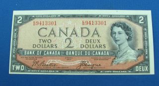 1954 $2 Bank Of Canada Devil ' S Face Bc - 30b E/b Unc photo