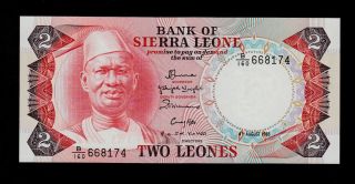 Sierra Leone 2 Leones 1985 B/160 Pick 6h Unc. photo