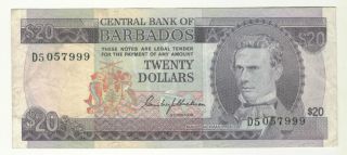 Barbados $20.  00 Banknote N.  D.  (1973) Pk 34a Signed C Blackman photo