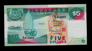Singapore 5 Dollars (1989) A/13 Pick 19 Unc. photo