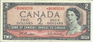 1954 Canadian $2 Replacement Banknote Bb0969289 (10322) photo