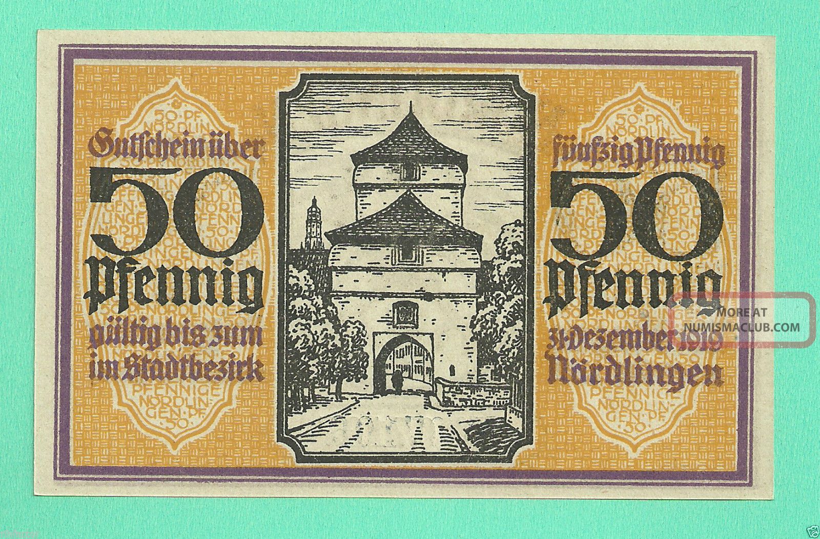 Germany Nördlingen Nordlingen 50 Pfg.  1918 Notgeld Unc Gem 07107 Europe photo