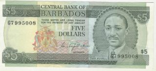 Barbados $5.  00 Banknote (1975) Pk 32a Signed C Blackman/sir F.  Worrell Portrait photo
