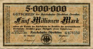 Germany 5.  000.  000 Mark 1923 Dresden 678550 photo