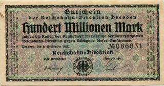 Germany 100.  000.  000 Mark 1923 Dresden No086831 photo