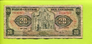 Ecuador 20 Sucres 1983 Vg+ Banknote Paper Money photo