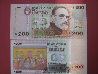 Uruguay Banknote 200 Pesos 2011 Pick Unc photo