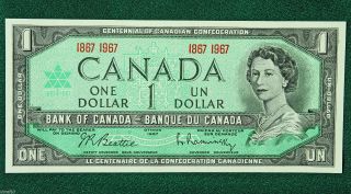 1967 Canada Bc 45a 1867 - 1967 Centennial Banknote Unc Beattie/raminsky photo