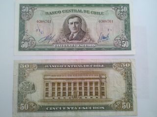 50 Escudos 1962 De Chile (banknote In) photo