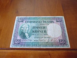 Iceland Banknote 50 Kronur L.  1928,  