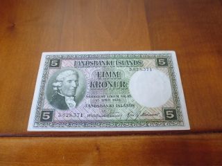 Iceland Banknote 5 Kronur L.  1928,  