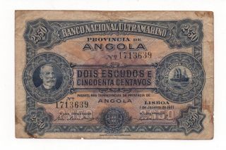 Portugal Angola 2,  5 Escudos 1921 Pick 56 Look Scans photo