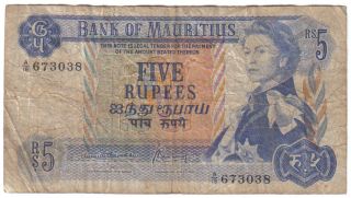 Mauritius 5 Rupees 1967 Pick 30 B Look Scans photo