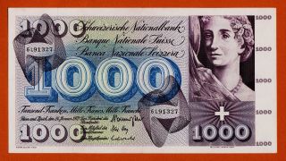 Switzerland (swiss) Large 1000 Francs 1972 Pick - 52k Xf+ Rare photo