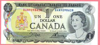1973 Canada One Dollar Banknote Bright Crisp Uncirculated Ban Series (one Note) photo