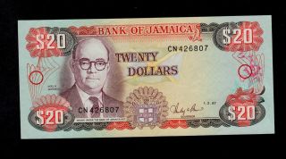 Jamaica 20 Dollars 1987 Pick 72b Au - Unc. photo